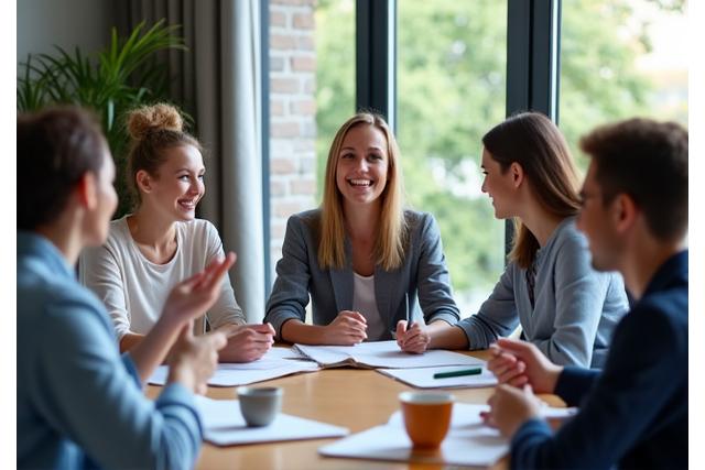Students engaging in general English conversation